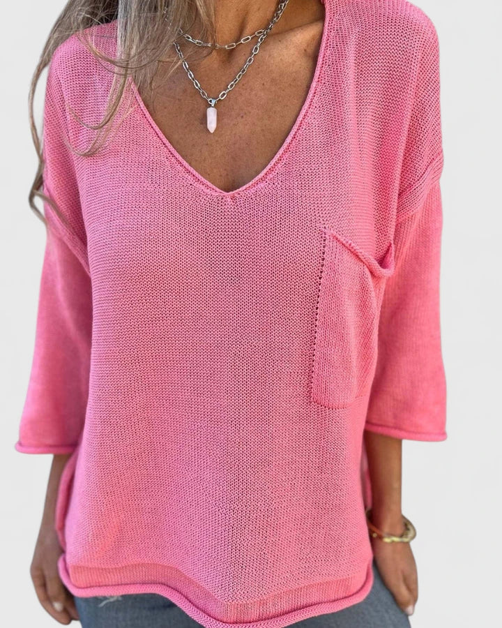 Pamela | V-Neck Pocket Top