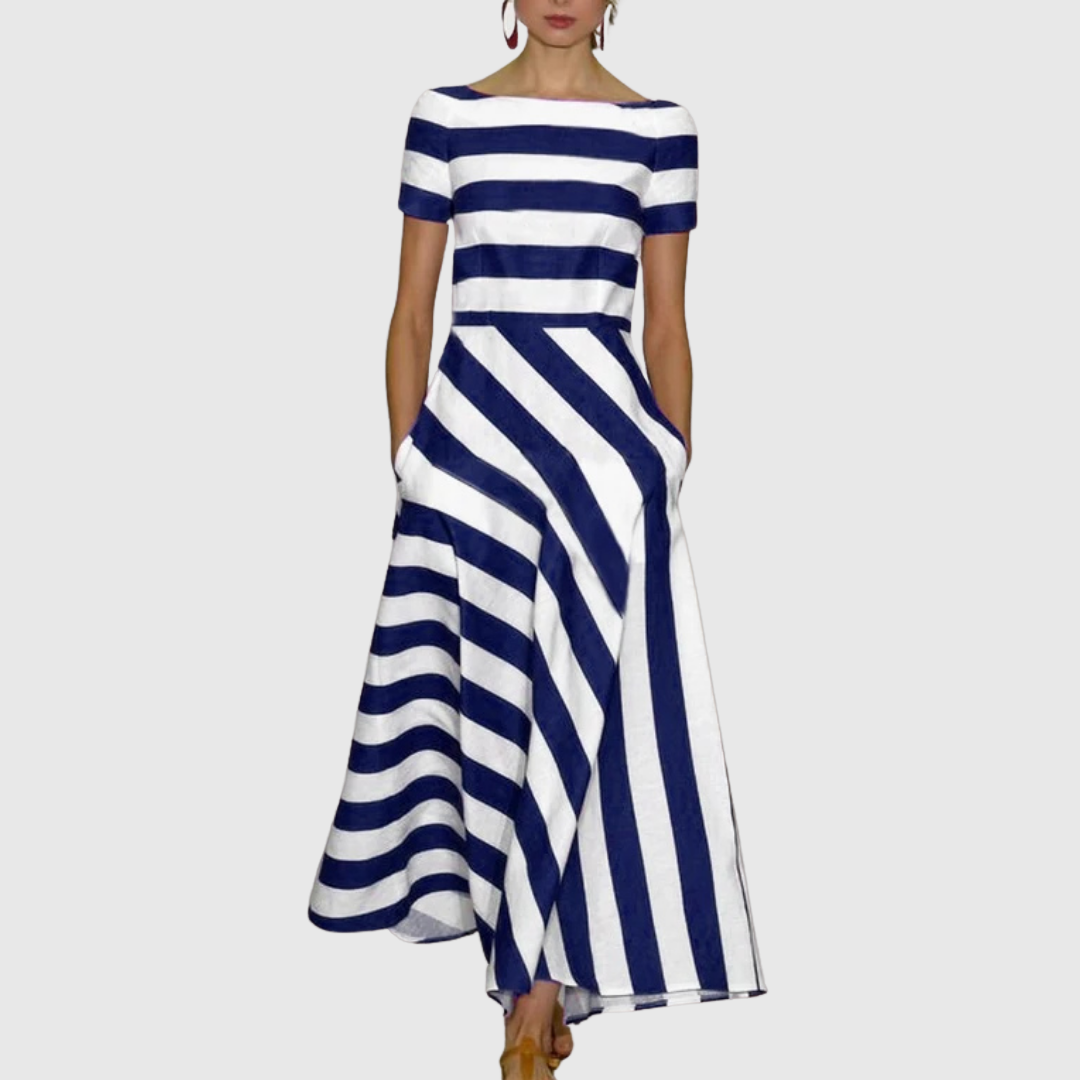 Caterina | Striped Empire Waist Maxi Dress