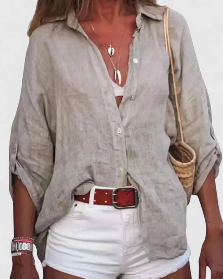 Doris | Loose Linen Button-Up Shirt for Women