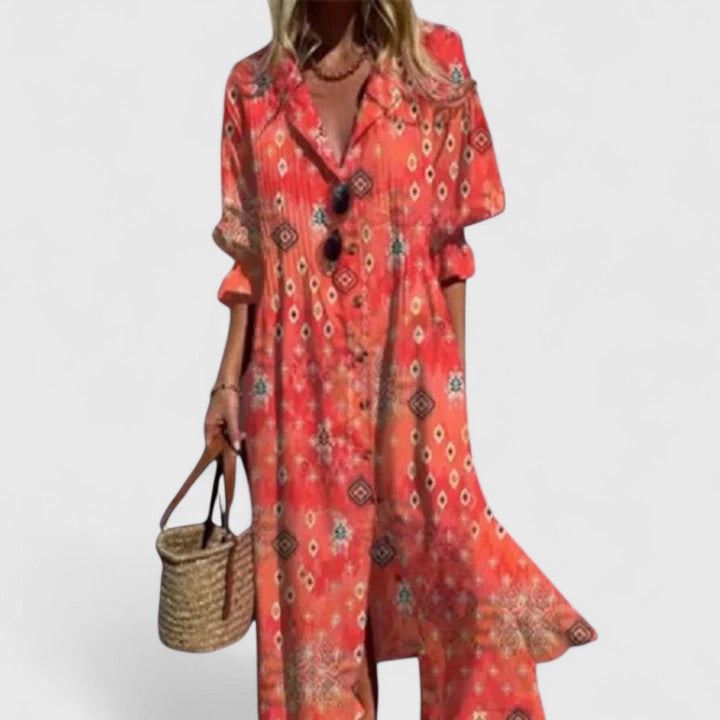 Davinia | Vibrant Boho Midi Dress
