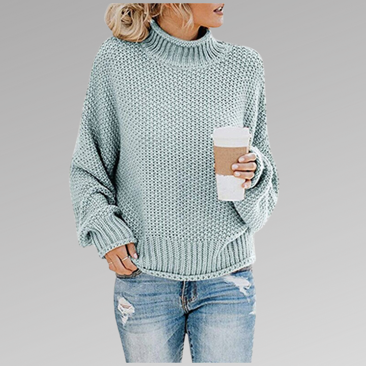 Remedios | Chunky Knit Turtleneck Sweater with Batwing Sleeves