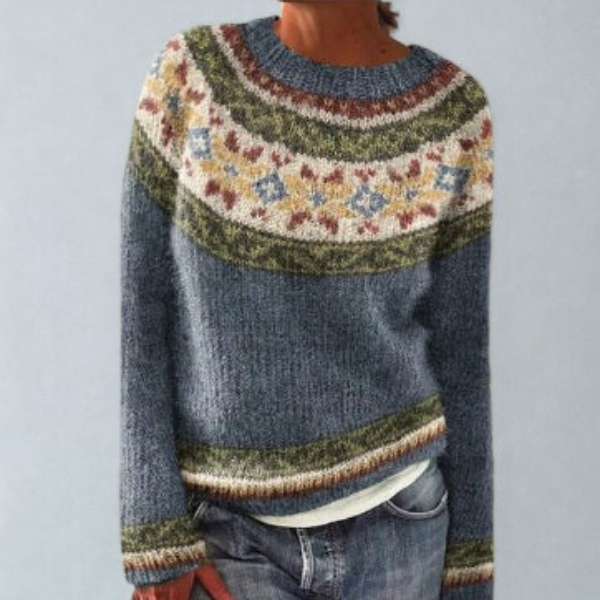 Gia | Fair Isle Sweater with Geometric Knit Pattern