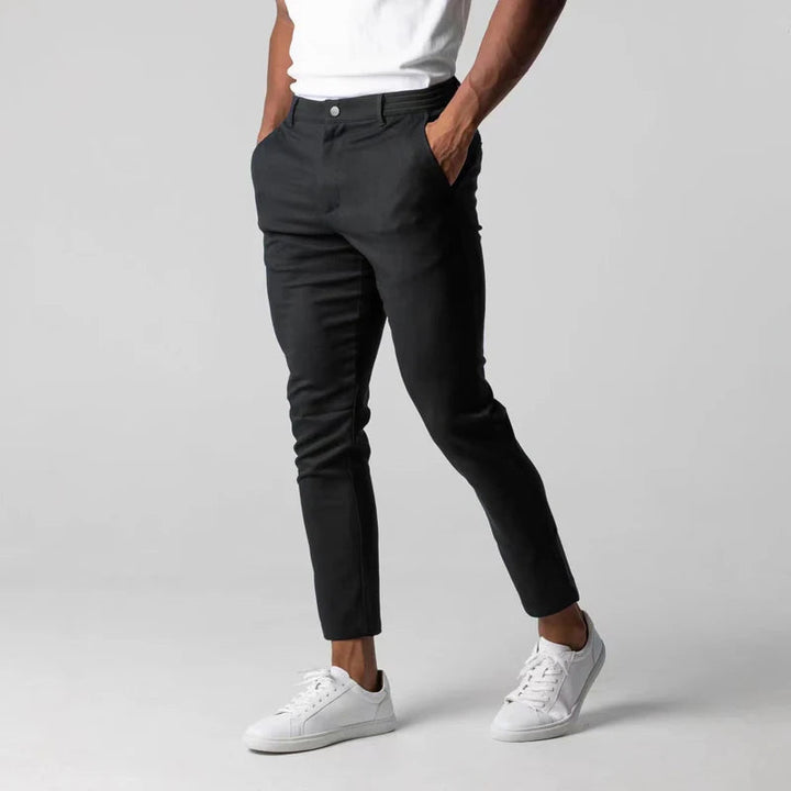Marcus | Button Waist Slim Tapered Trousers