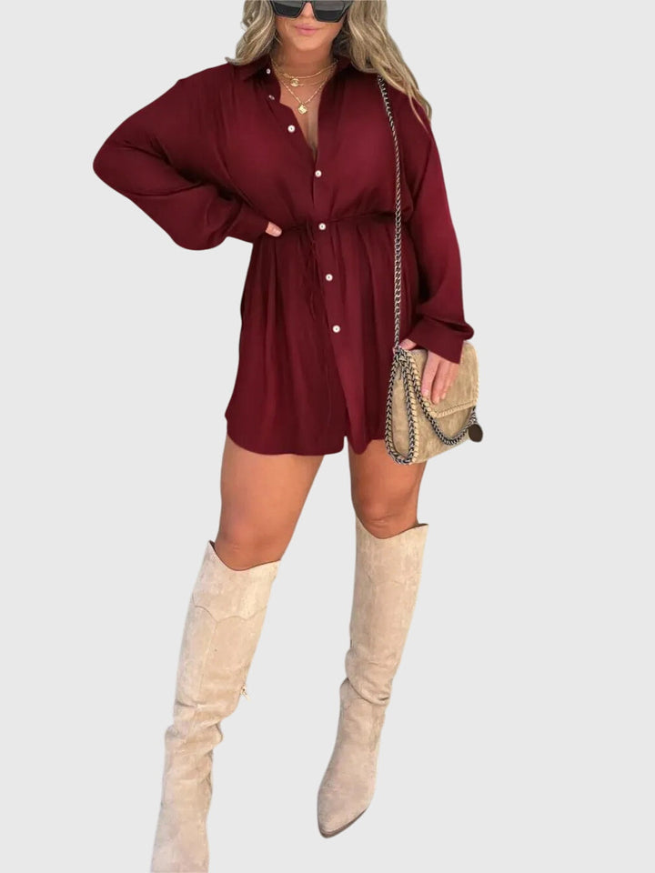 Marjolaine | Button-Up Shirt Dress with Tie Waist