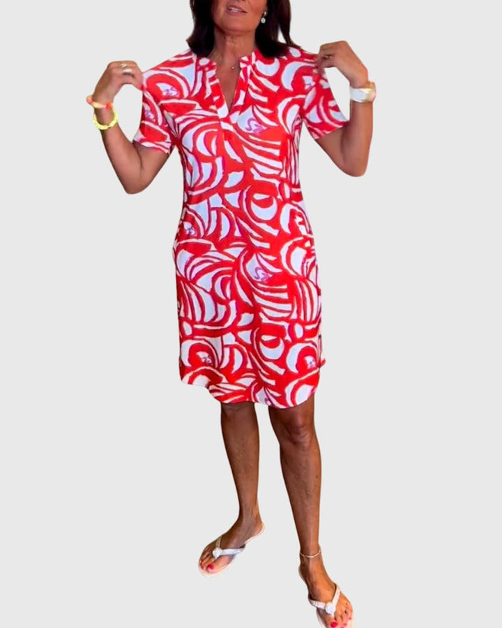 Yvaine | Abstract Print Shirt Dress with Pockets