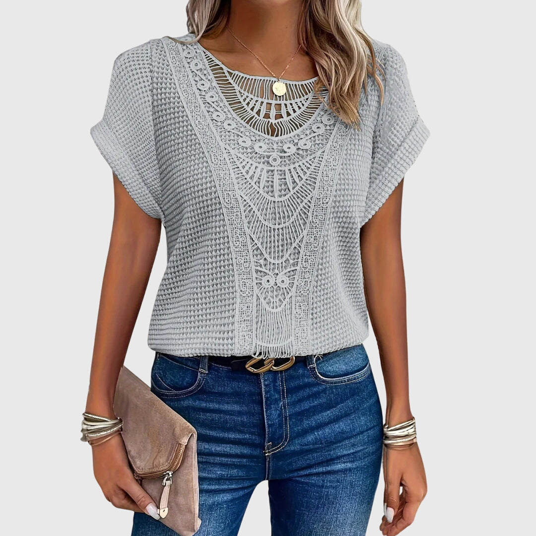 Verdi | Crochet Lace Detail Blouse Short Sleeve