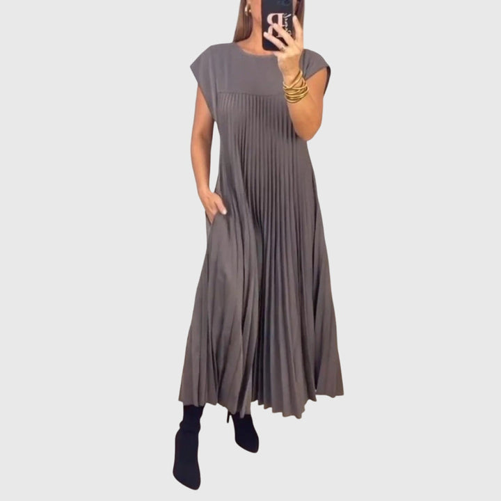 Delphine | Pleated Empire Waist Maxi Dress