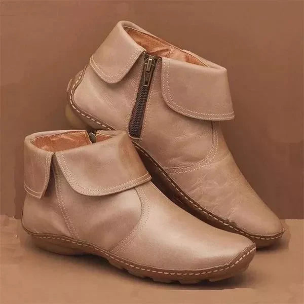 Amaris | Vintage Leather Ankle Boots with Side Zip