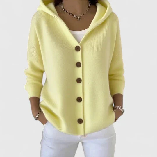 Evangelina | Hooded Button-Up Cardigan with Long Sleeves