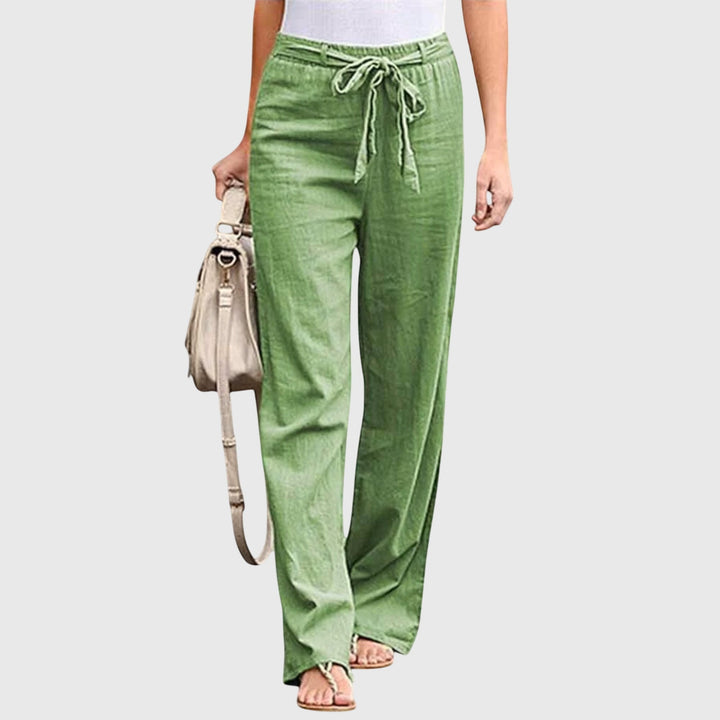 Mariel | Wide Leg Linen Pants with Tie Belt