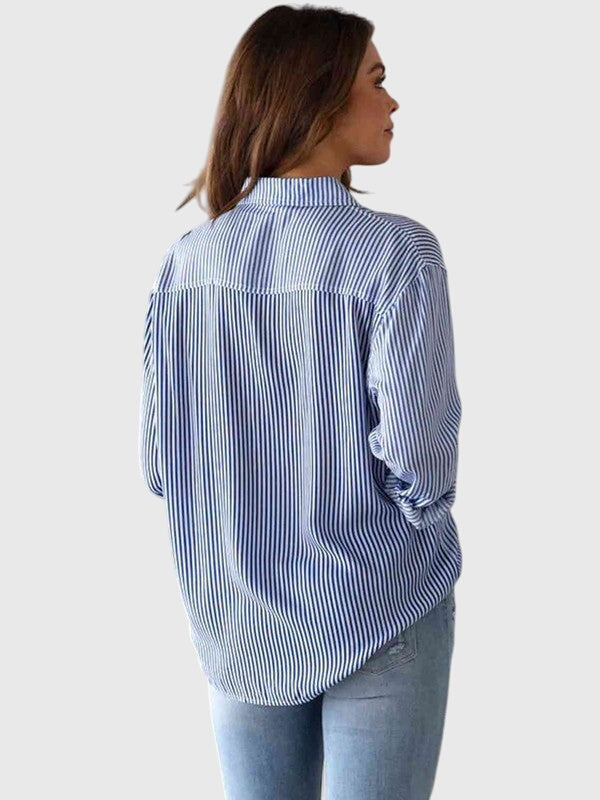 Irene | Striped Button Up Shirt with Collar