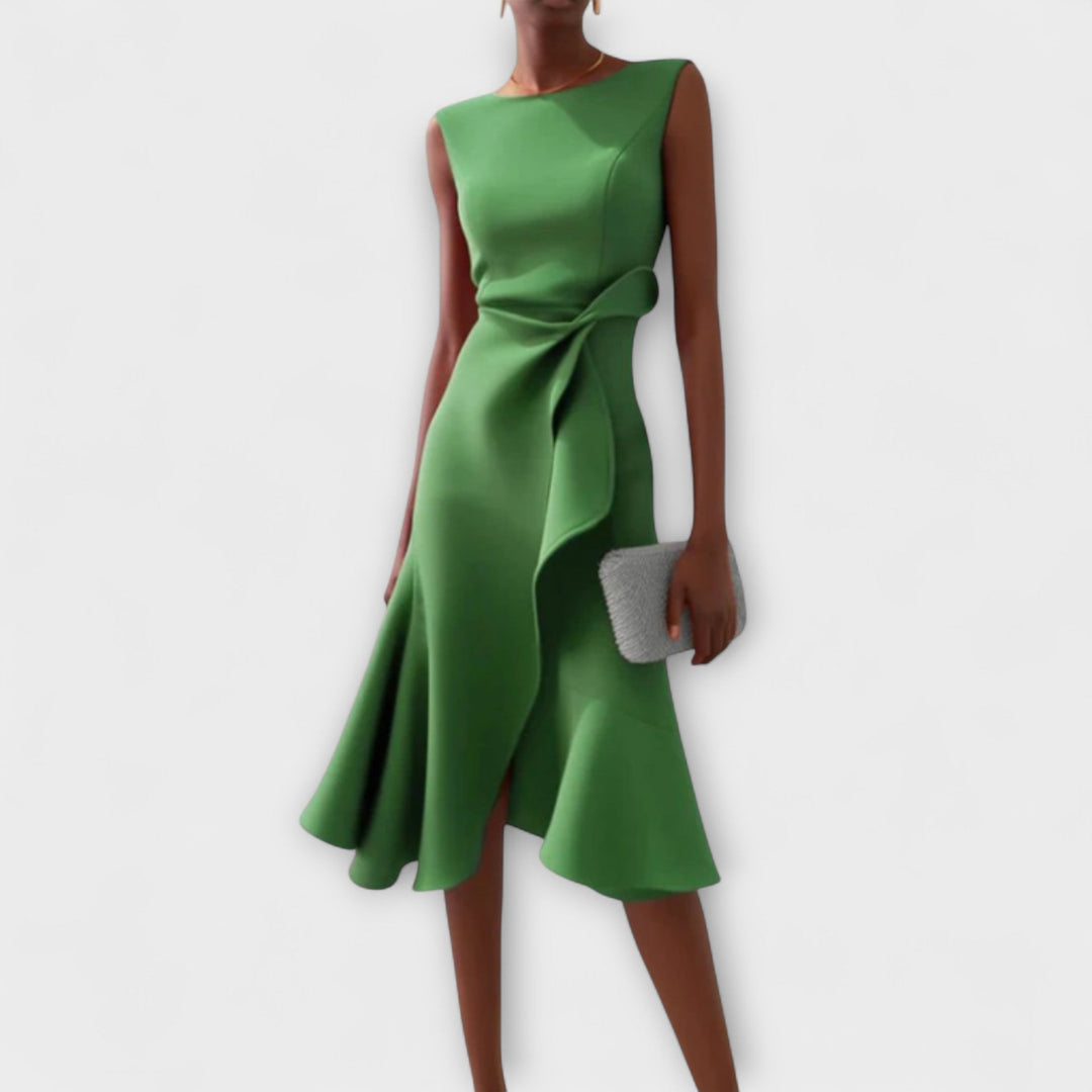 Clair | Draped Asymmetric Midi Dress