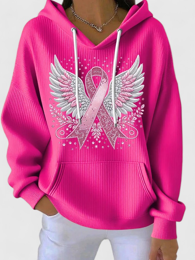 Ilse | Ribbon Wings Print Hoodie Sweatshirt