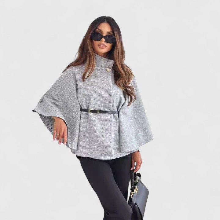 Augusta | Funnel Neck Coat with Belted Waist
