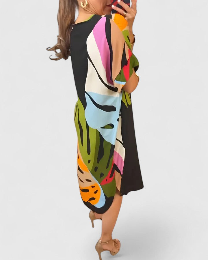 Trudy | Leaf Print Comfort Dress