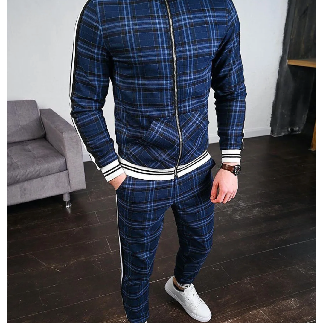 Angelo | Plaid Jogging Tracksuit Set