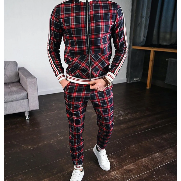 Angelo | Plaid Jogging Tracksuit Set