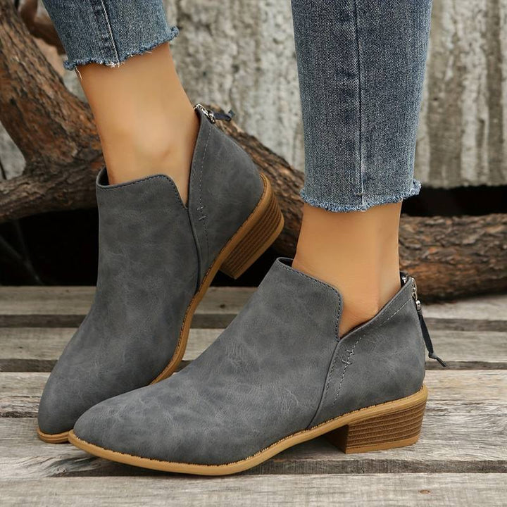 Milena | Pointed Toe Ankle Boots with Low Heel