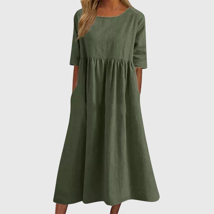 Lila | Short Sleeve Empire Waist Midi Dress