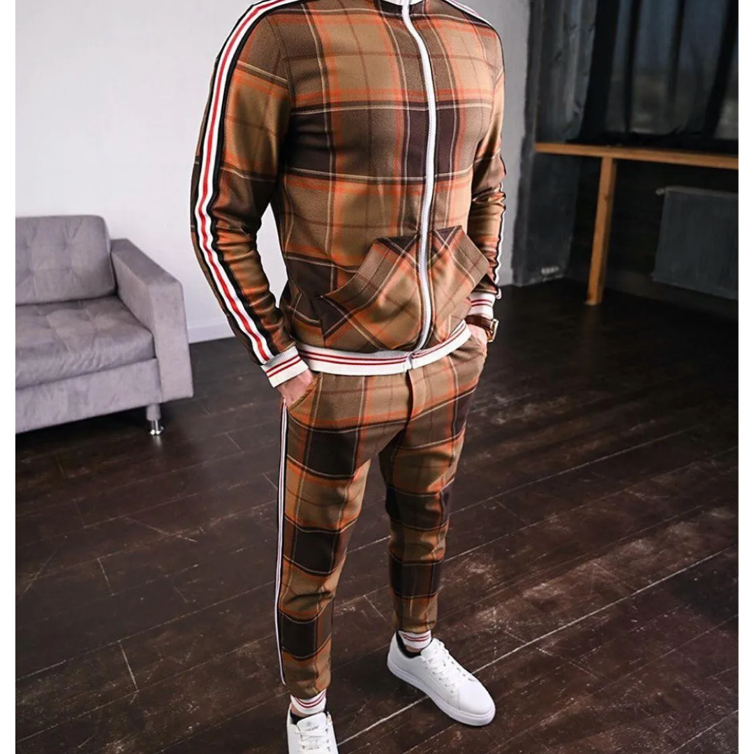 Angelo | Plaid Jogging Tracksuit Set