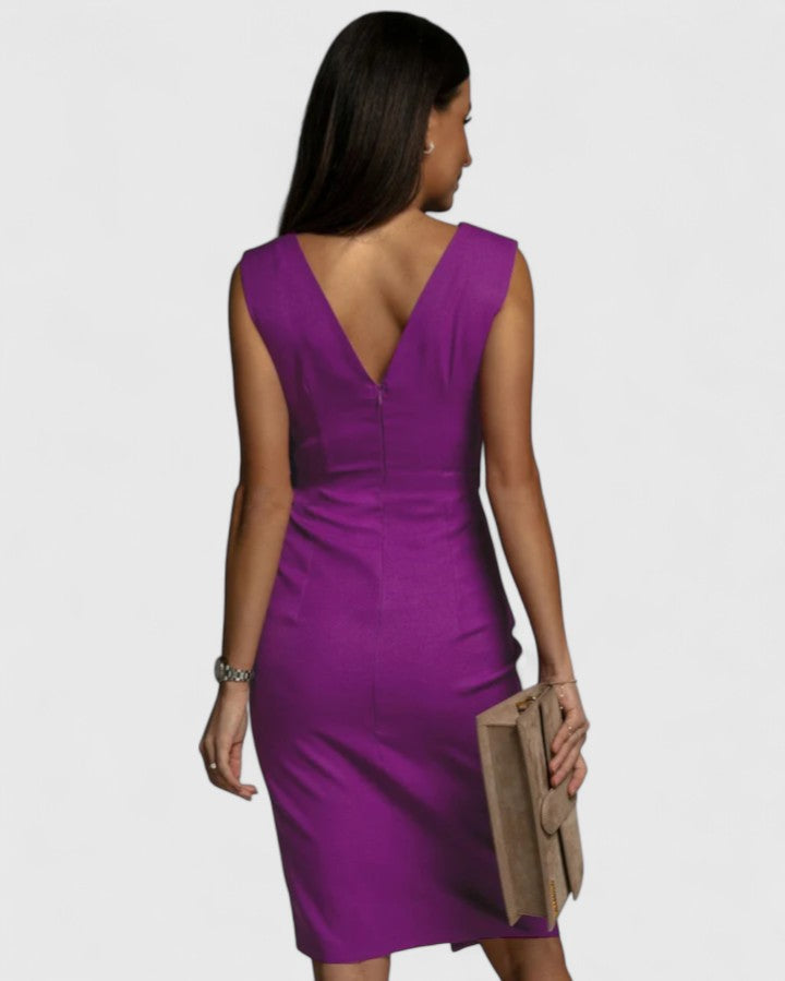 Elfriede | Fitted V-Neck Slit Dress