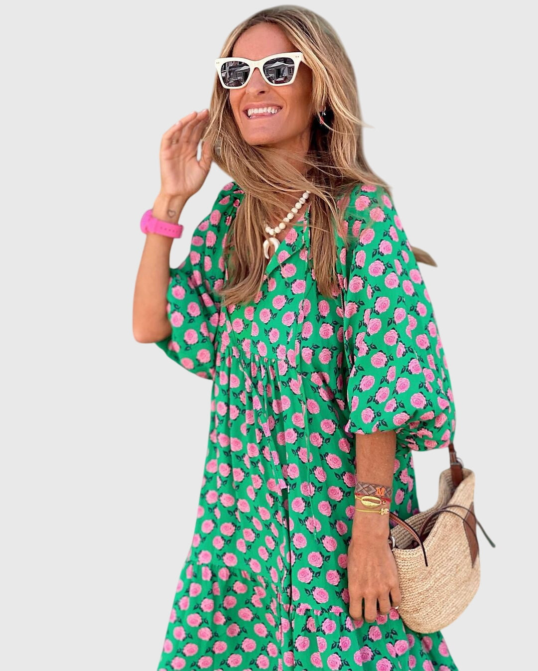 Fleurine | Floral Print Boho Maxi Dress Long Sleeve