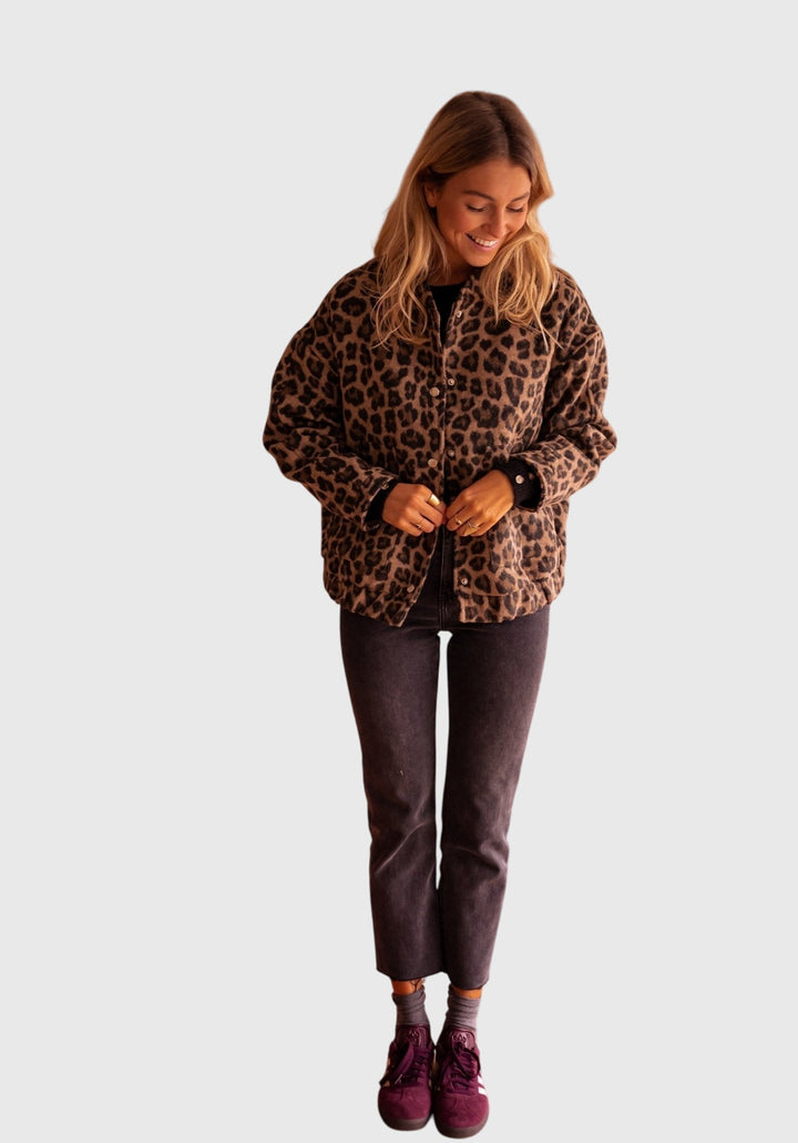 Hope | Brown Leopard Print Coat with Buttons