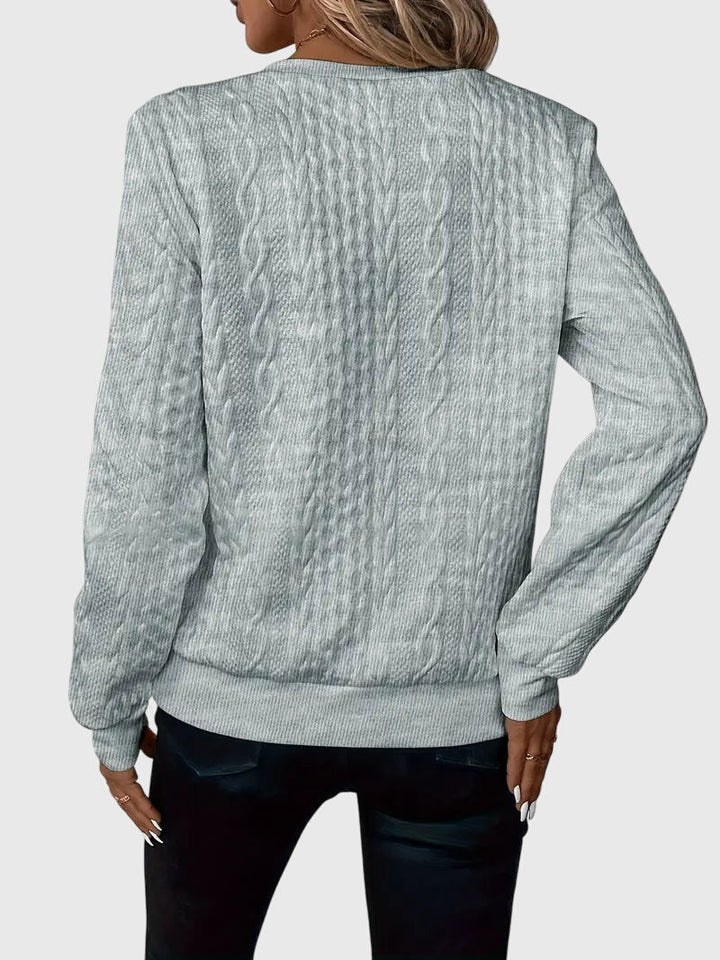 Leslie | Cable Knit Quarter Zip Sweater Pullover