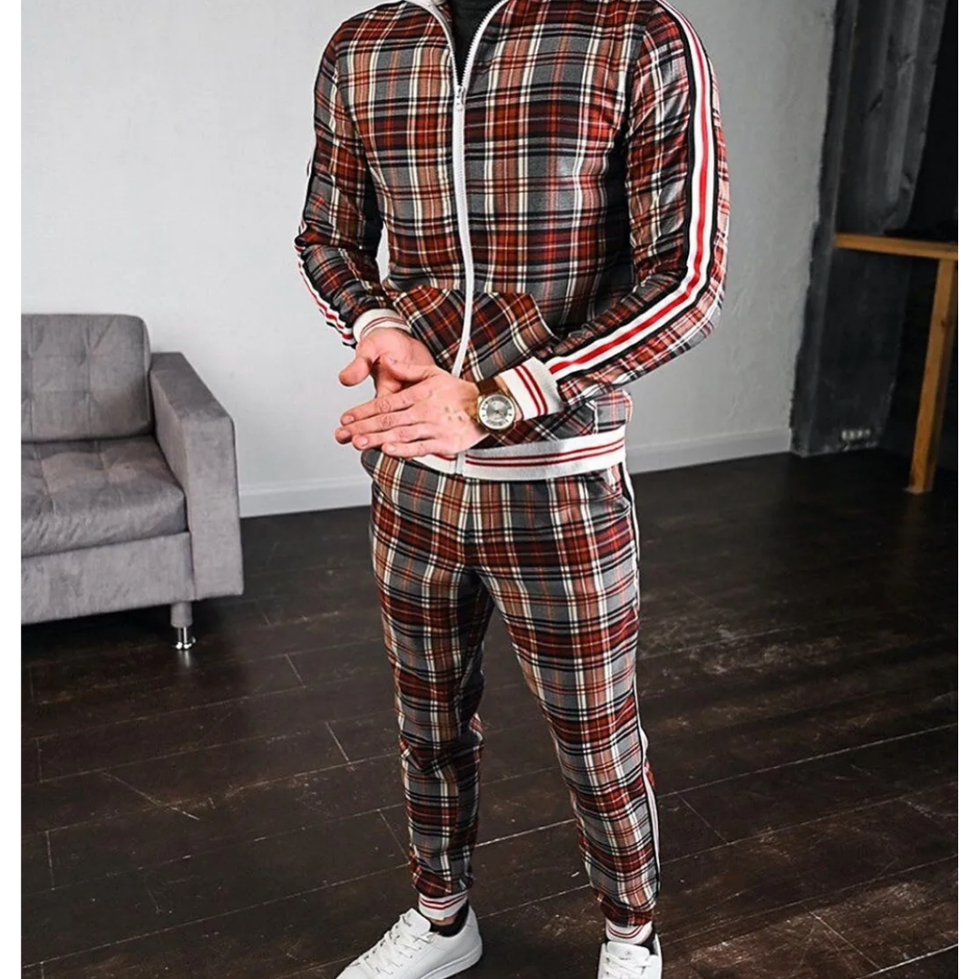 Angelo | Plaid Jogging Tracksuit Set