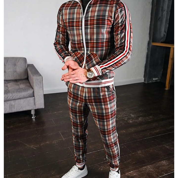 Angelo | Plaid Jogging Tracksuit Set