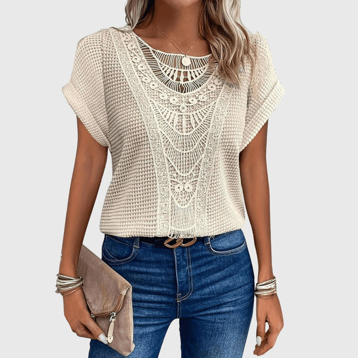Verdi | Crochet Lace Detail Blouse Short Sleeve