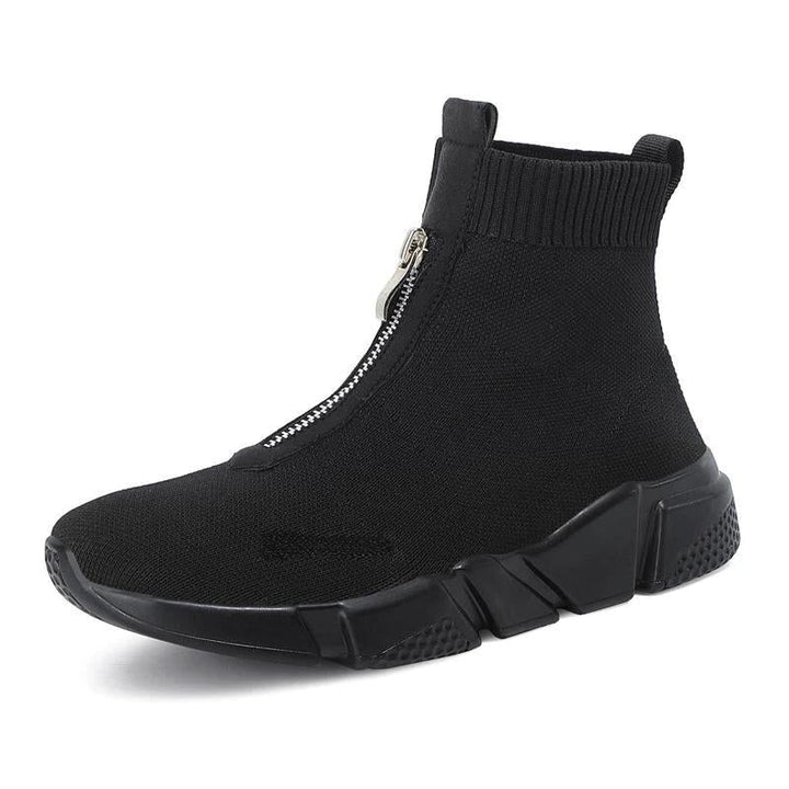 Royale | High-Top Knit Sneakers with Front Zip