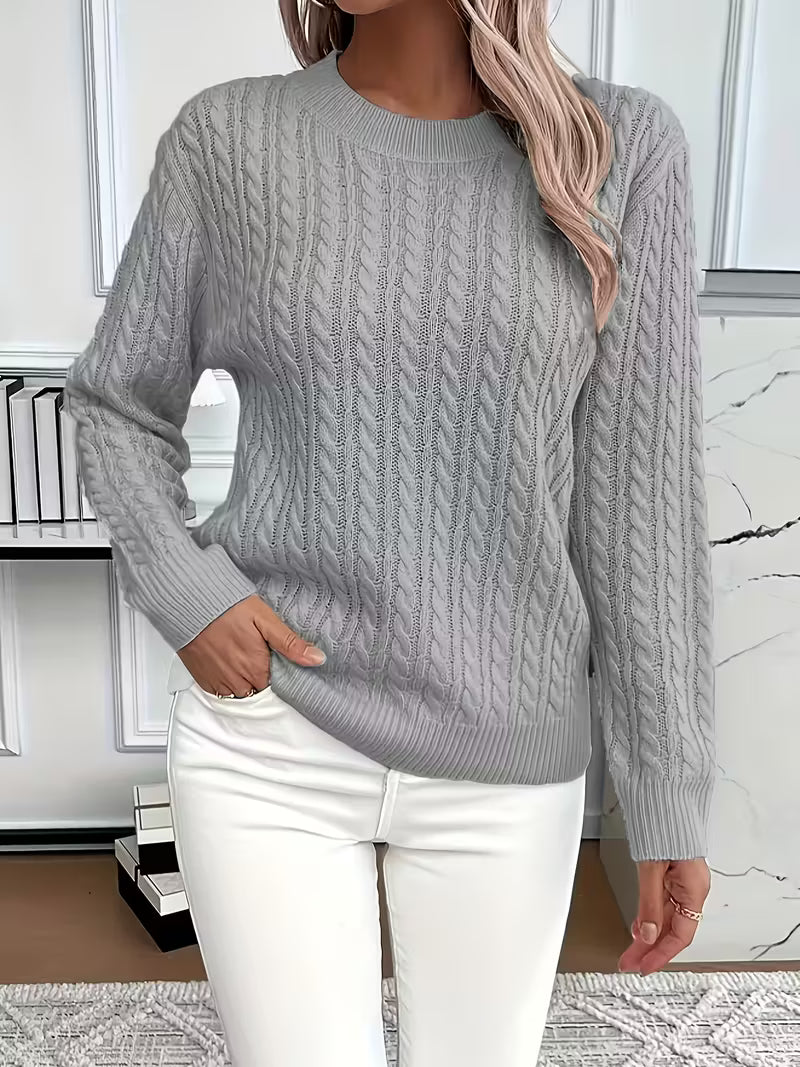 Eulalia | Cable Knit Sweater with Crew Neck