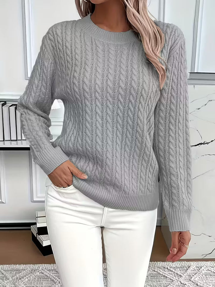 Eulalia | Cable Knit Sweater with Crew Neck