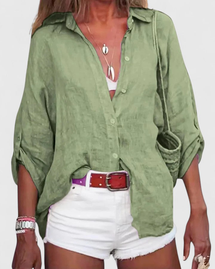 Doris | Loose Linen Button-Up Shirt for Women