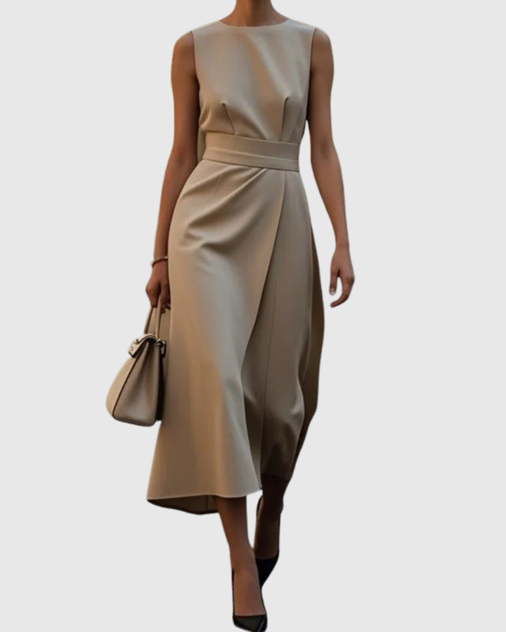 Maelys | Sleeveless Midi Dress with Belted Waist