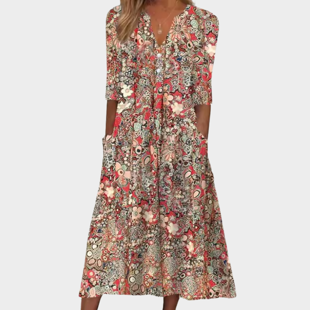 Susanna | Floral Print Midi Dress with Pockets