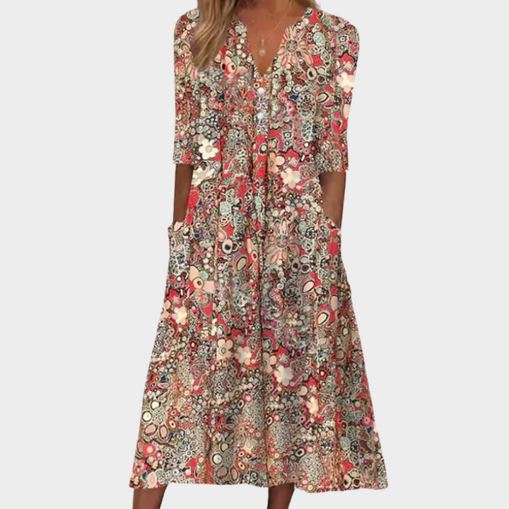 Susanna | Floral Print Midi Dress with Pockets