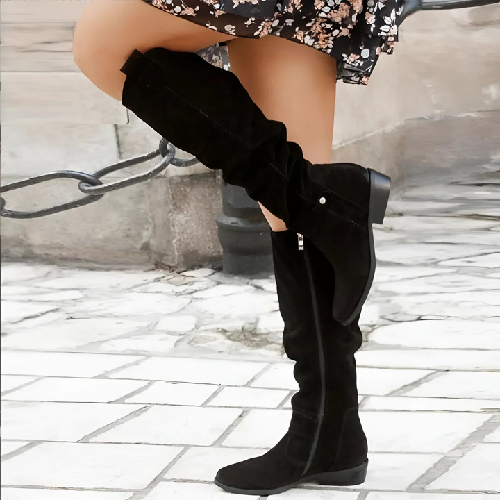 Maxima | Slouchy Knee-High Boots with Block Heel