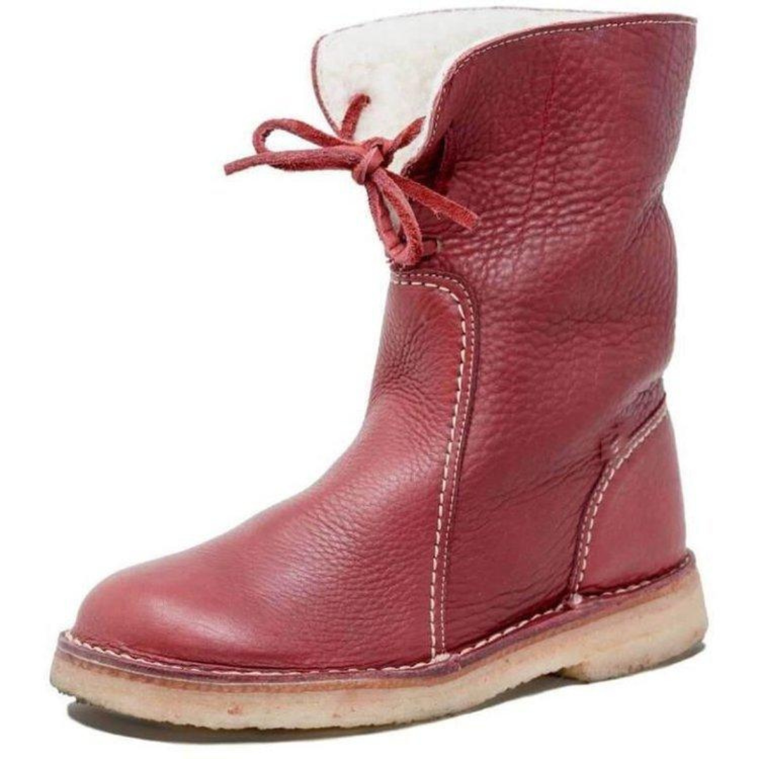 Quintessa | Leather Mid-Calf Boots with Lace-Up Back