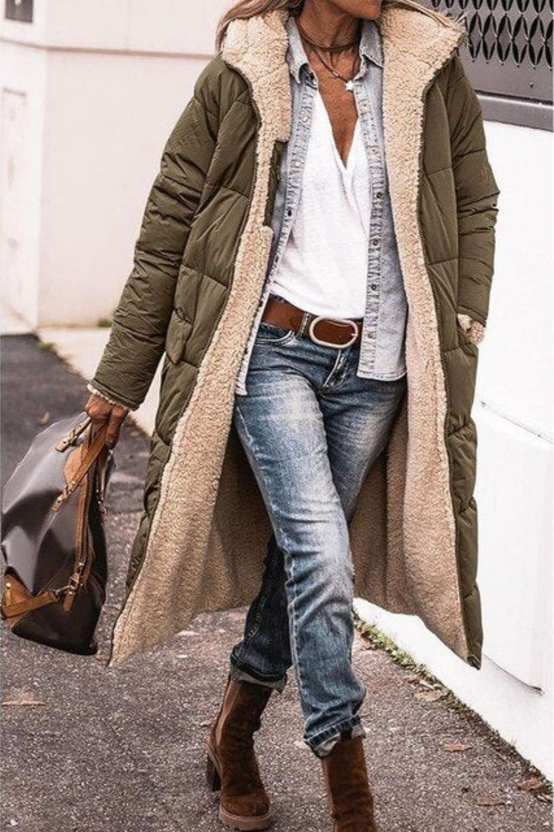 Nadine | Reversible Sherpa Lined Long Puffer Coat