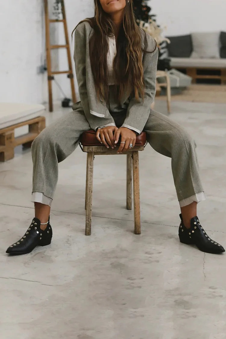Maggie | Black Studded Pointed-Toe Chelsea Boots