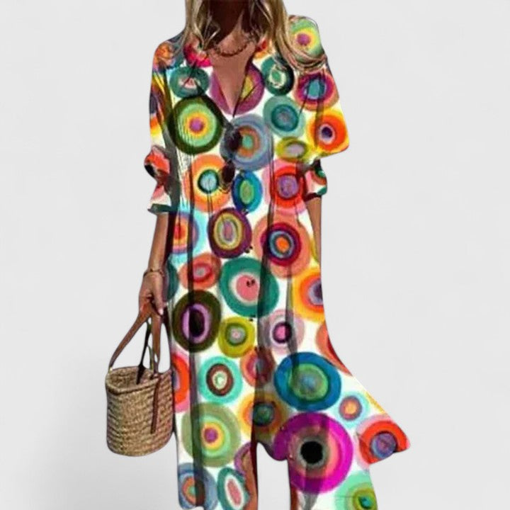 Davinia | Vibrant Boho Midi Dress