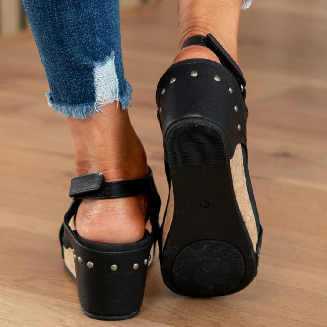 Valeria | Open Toe Wedge Slingbacks