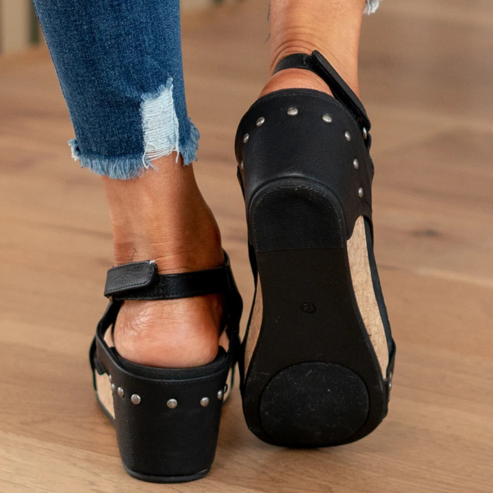 Valeria | Open Toe Wedge Slingbacks