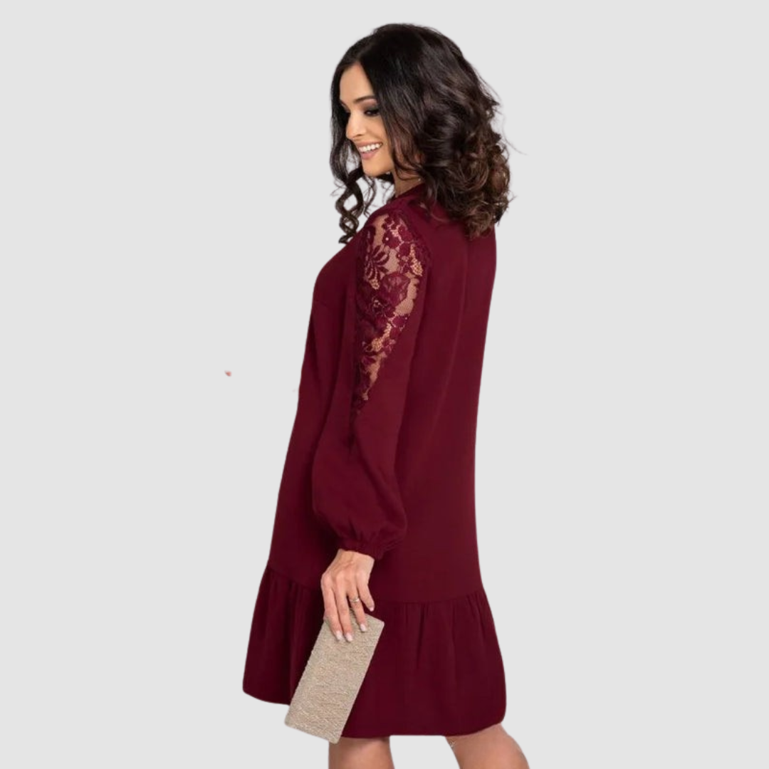 Lowri | Lace Sleeve Midi Dress