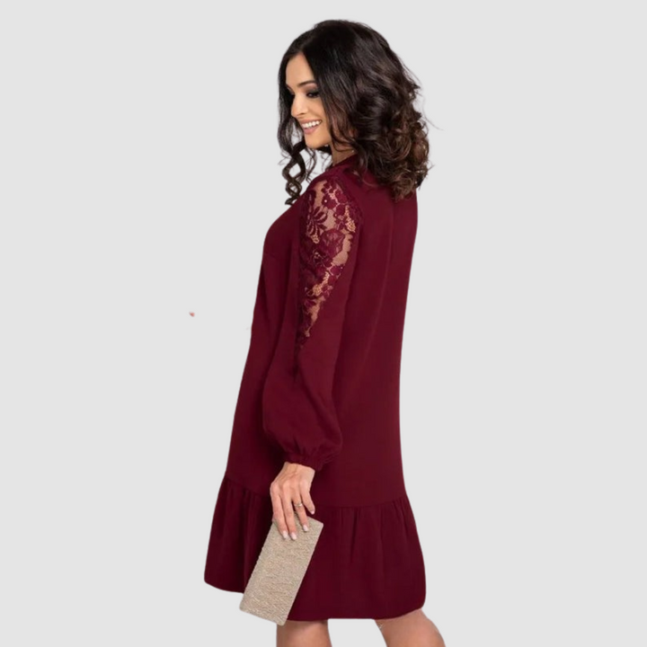 Lowri | Lace Sleeve Midi Dress