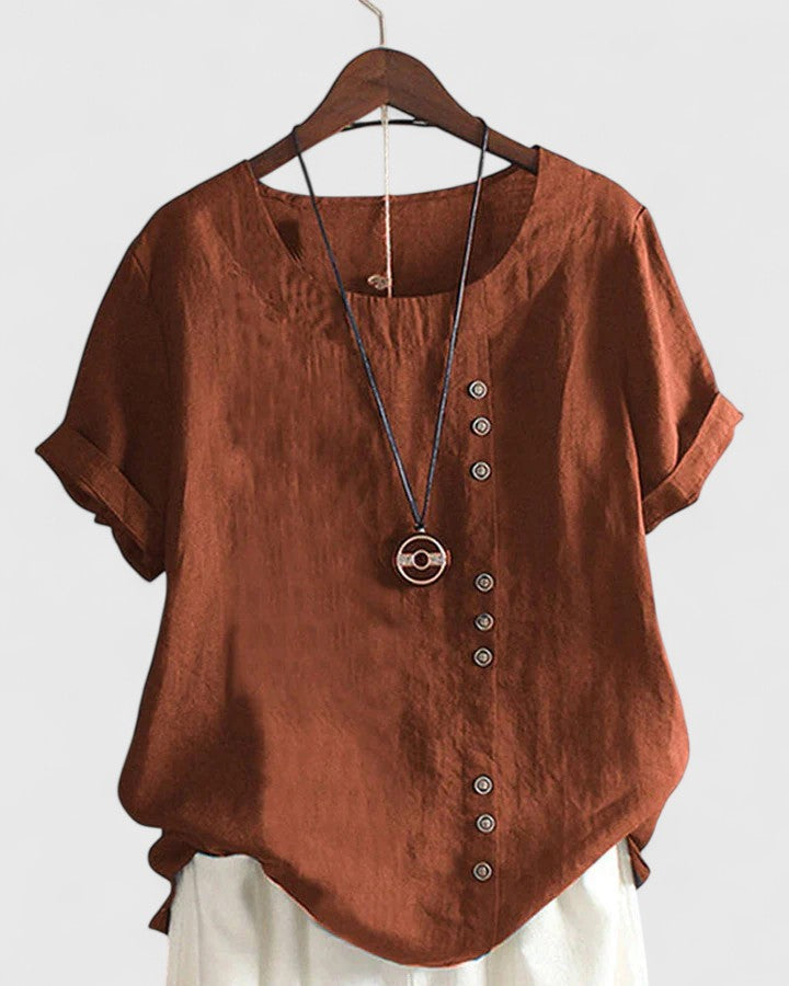 Gladys | Short Sleeve Button Blouse