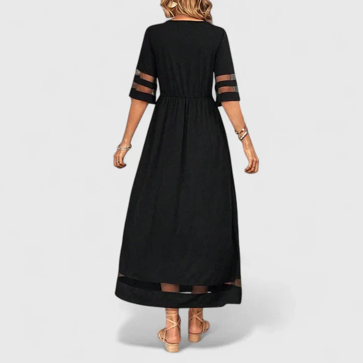 Bellatrixe | Empire Waist Midi Dress with Flutter Sleeves