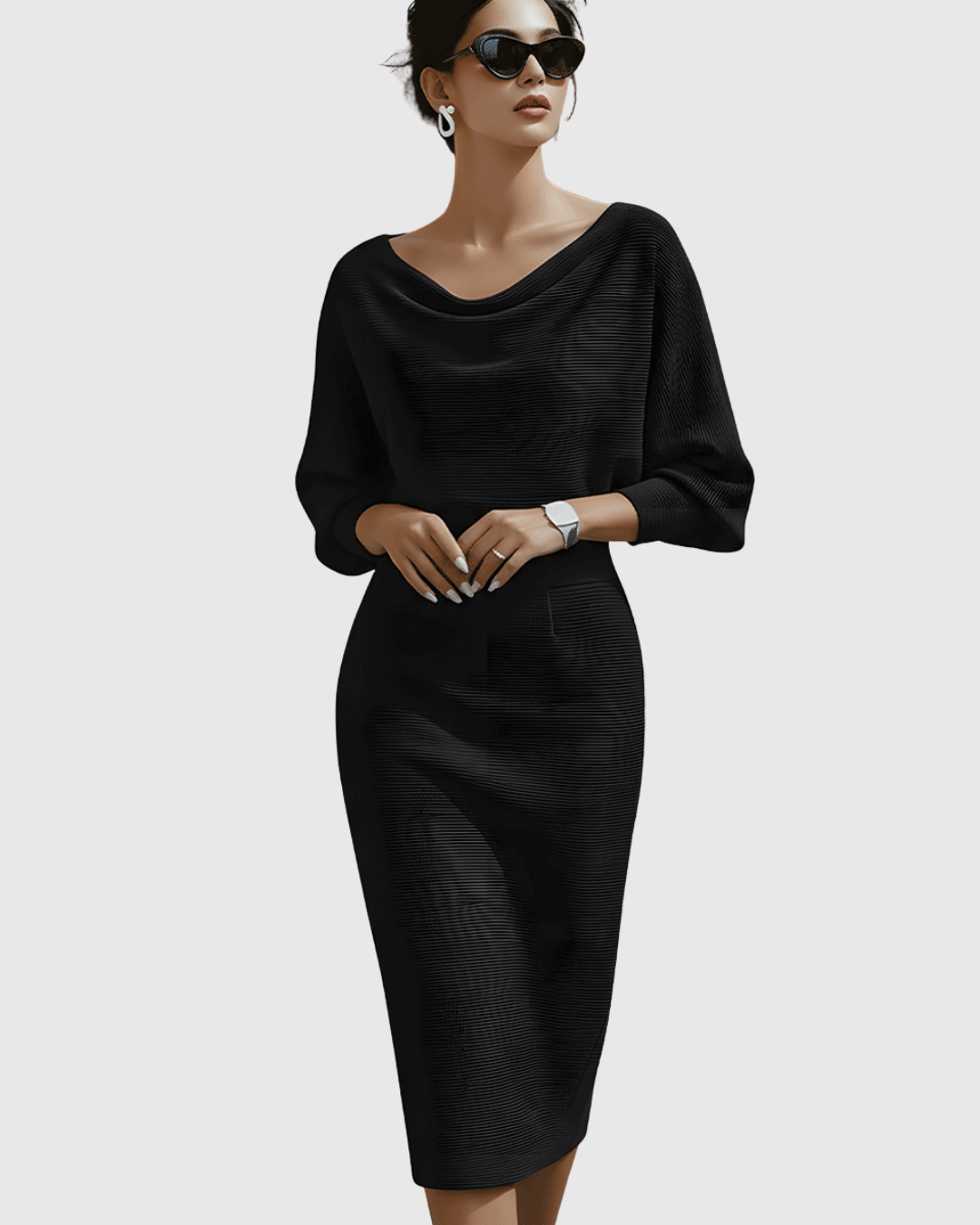 Daniela | Draped Batwing Midi Dress